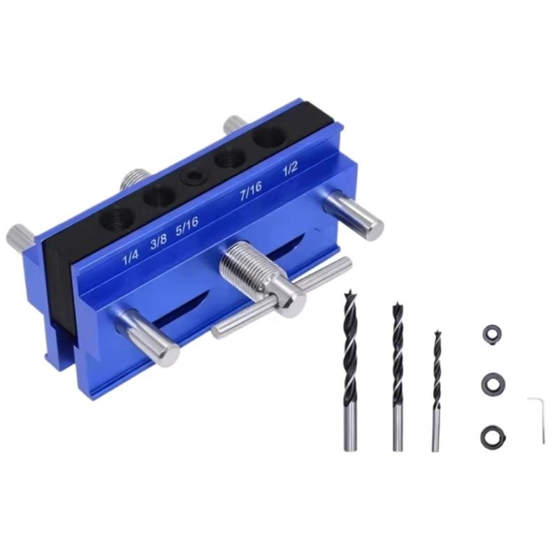 Professional Woodworking Drill Guide Set Dowel Jig For Precise Straight Angled Hole With 3 drill Bit Depth Rings