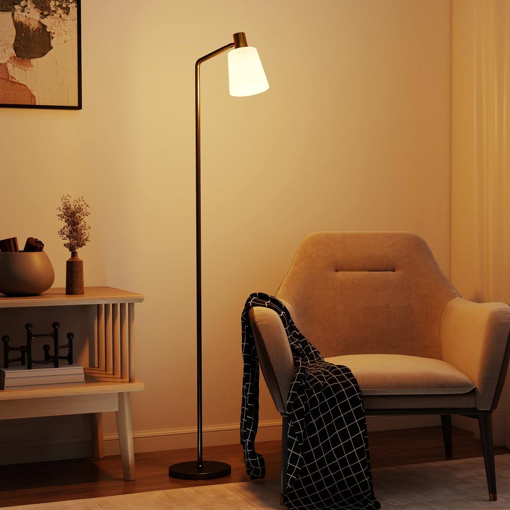Floor Lamp with 350 degrees Rotatable Head, Modern Standing Lamp with 3000K/4000K/6500K Colour Temperatures for Living Room Bedroom Office, Black
