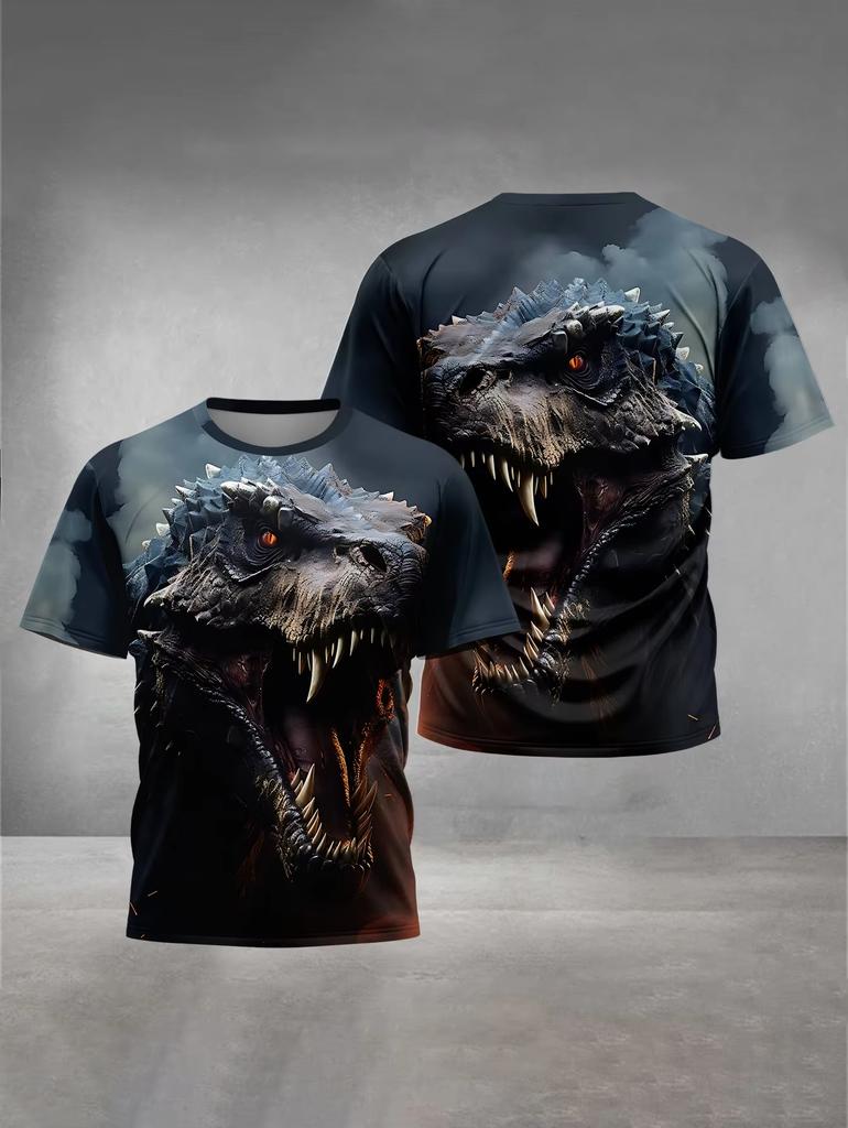 Children's Clothing Boys Girls 3D Printed Dinosaur T-Shirt Summer Short Sleeve Boy Clothes Casual Children Top Kids Clothing