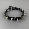 Gothic Harajuku Black Leather Silver Color Rivet Pointed Collar Necklace for Women Men Personality Punk Jewelry Accessories Gift