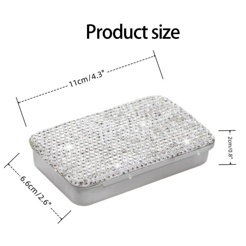 Metal Storage Holder With Glittering Diamonds Smooth Sliding Cover Designs Storage Stylish Accessory