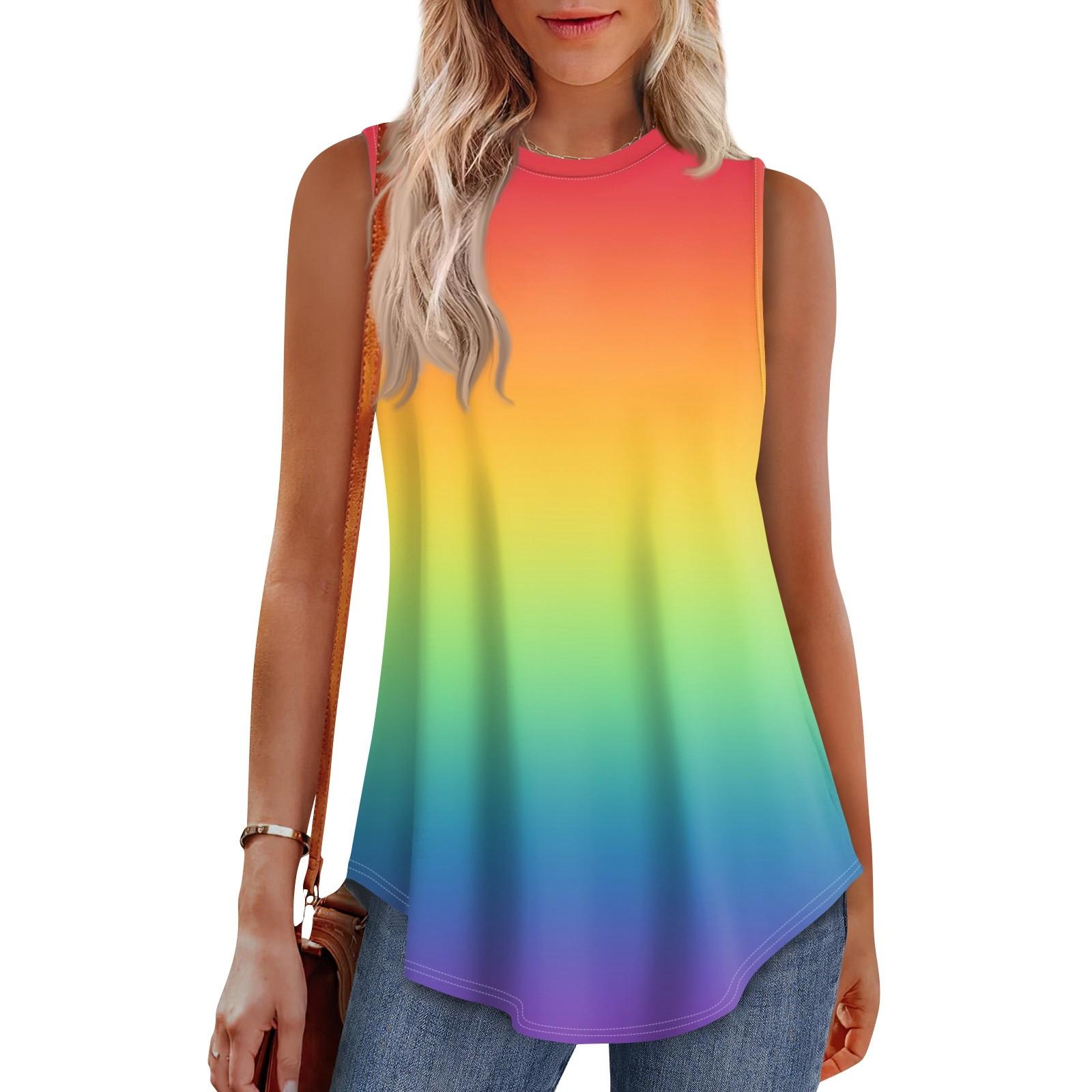 

Women s Fashion Casual Sleeveless Vest Vintage Print -neck Sleeveless Top L шафрановий