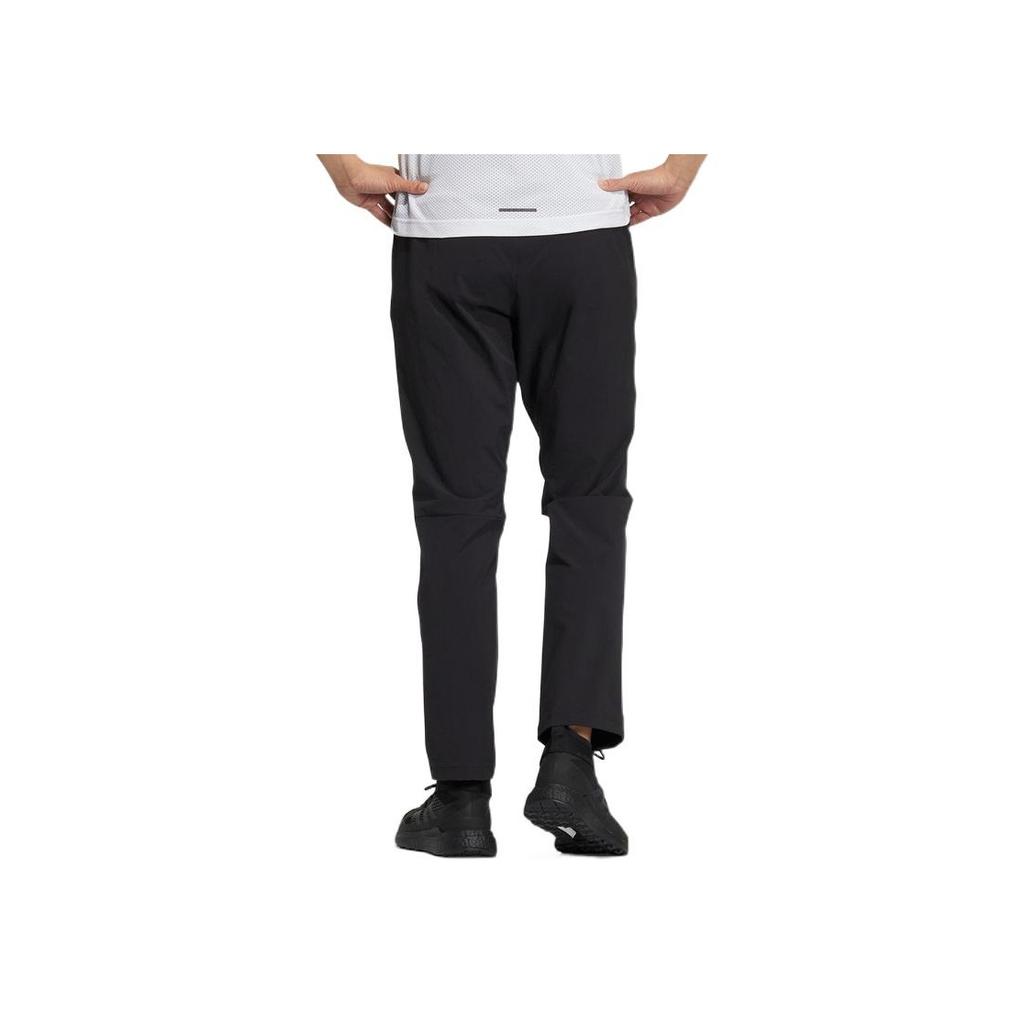 Adidas Solid Color Embroidered Logo Mid Waist Drawstring Straight Leg Sports Pants Men Bottoms Black HN2061
