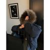 Women's Winter Cotton Jacket with Large Raccoon Fur Collar and Horn Buttons