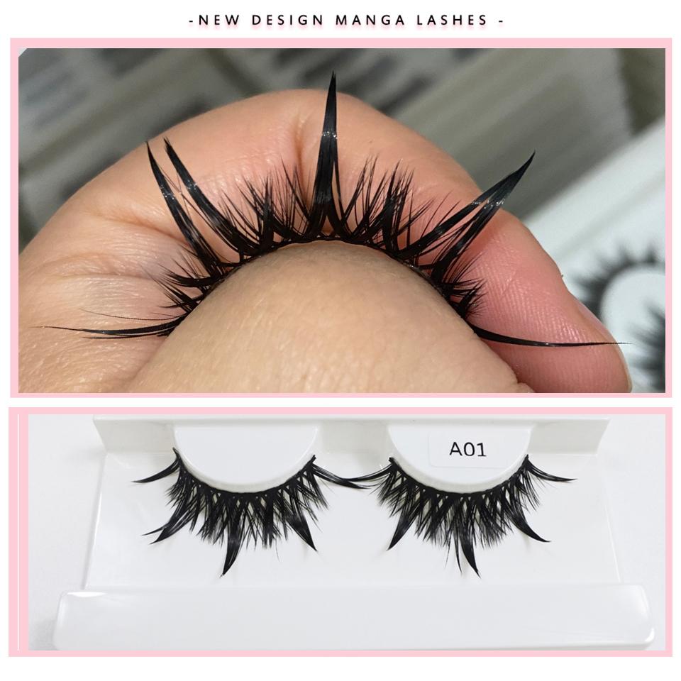 RED SIREN Eyelashes New Design Wet Manga Lashes Korean Makup Fashion Long Thick Natural Fake Eyelashes