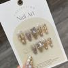 10 Pcs Black French Coffin Press On Nails Handmade Rhinestone Love Y2K Spicy Girl False Nails