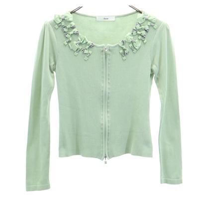 Rene feito no Japão Cardigan de malha de manga comprida com zíper 34 Verde claro Mulher Usado