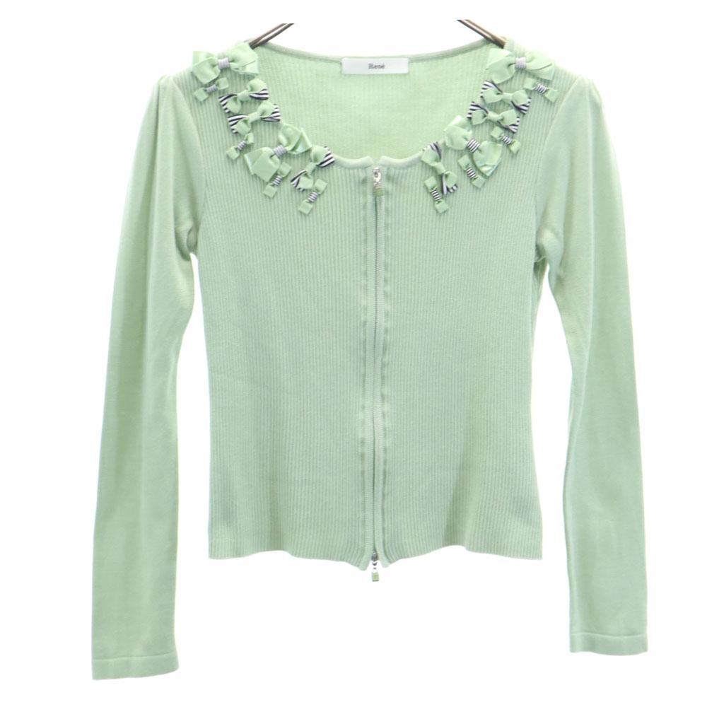 

Rene сделано в Японии Вязаный кардиган на молнии с длинным рукавом 34 Светло-зеленый Женский Б/у