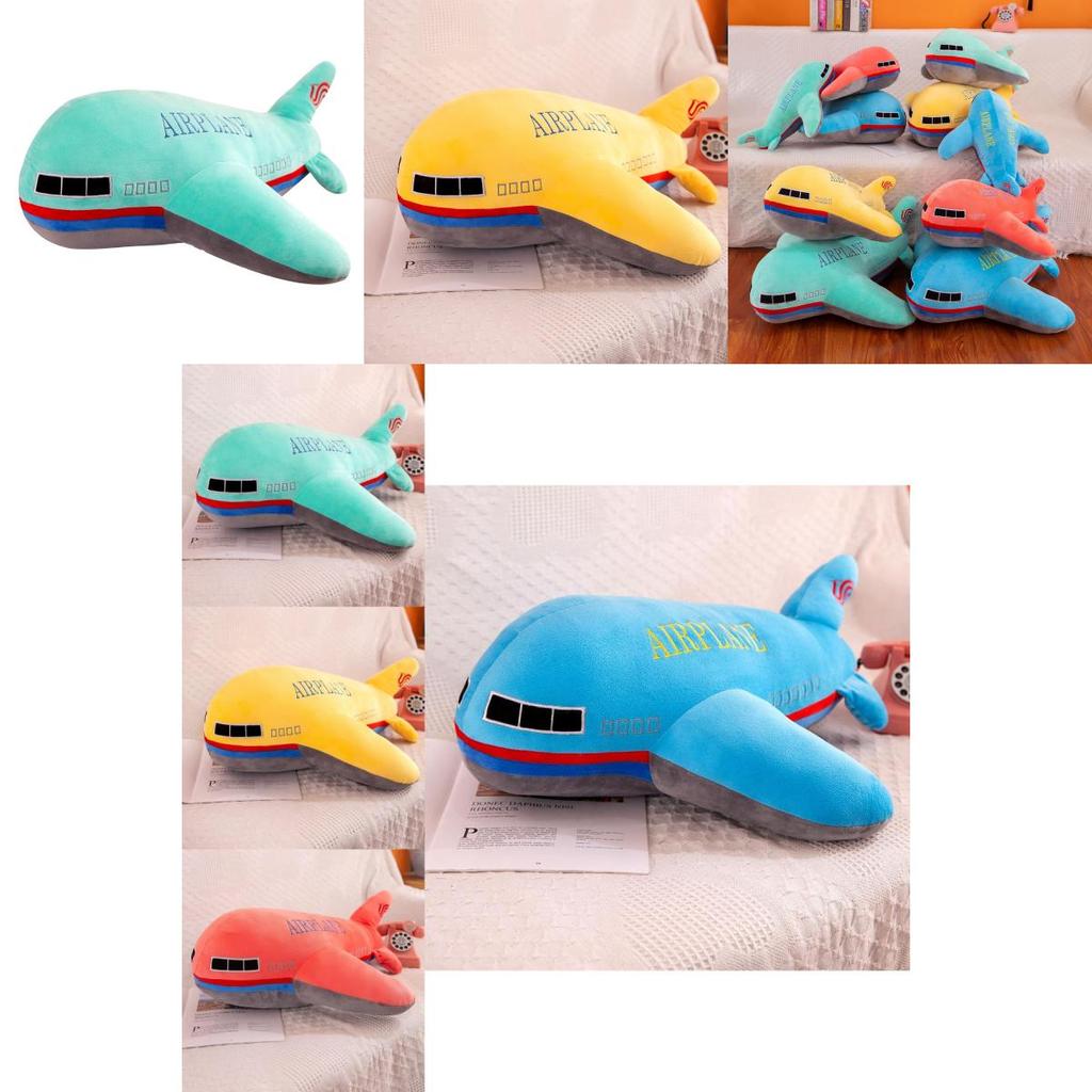 Plush Airplane Toy Soft Crystal Fabric Stuffed Toy Cartoon Airplane Pillow