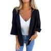 Frühling Herbst Damen Imitation Wildleder Jacke Revers Langarm Offene Vorderseite Mantel Einfarbige Regulärer Stil Oberbekleidung