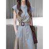 Spring Casual Knit Dress With Long Sleeves And Round Neck For Women