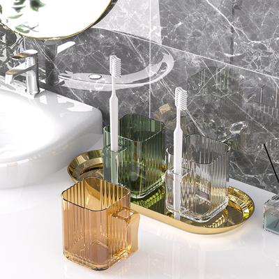 Einfache Luxus-Mundwasserbecher, Zahnpasta- und Zahnbürsten-Aufbewahrungsbox für Badezimmer, Reisen, tragbar, transparent, Haushaltszubehör