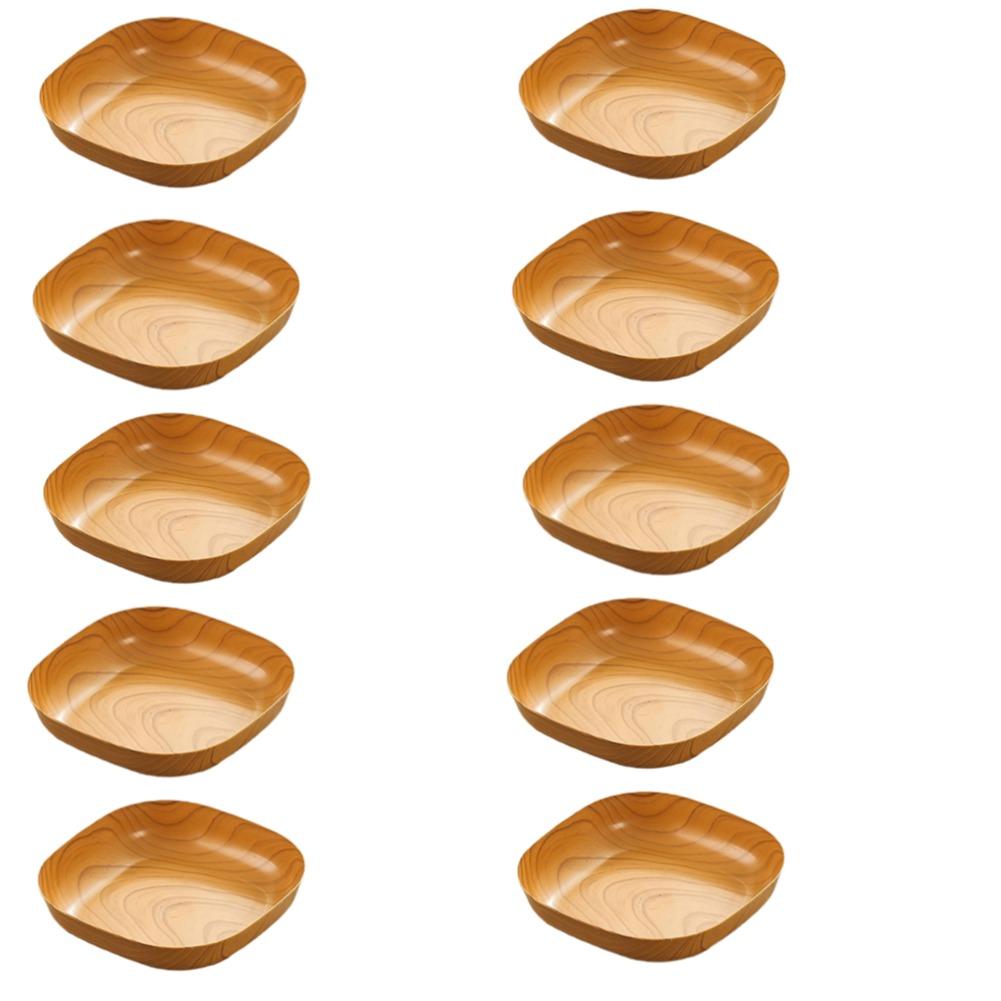 Kitchen Wood Grain Plastic Square Tray Plate Dried Fruit Fruit Cake Snack Plates Simple Snack Tea Art Dish Bone Spitting Dish