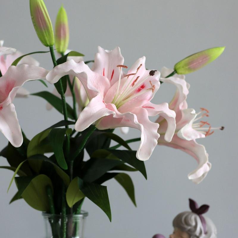 Two Lily Simulation Flower Set Living Room Dining Table Decoration False Flower Art Wedding Travel Photography Props
