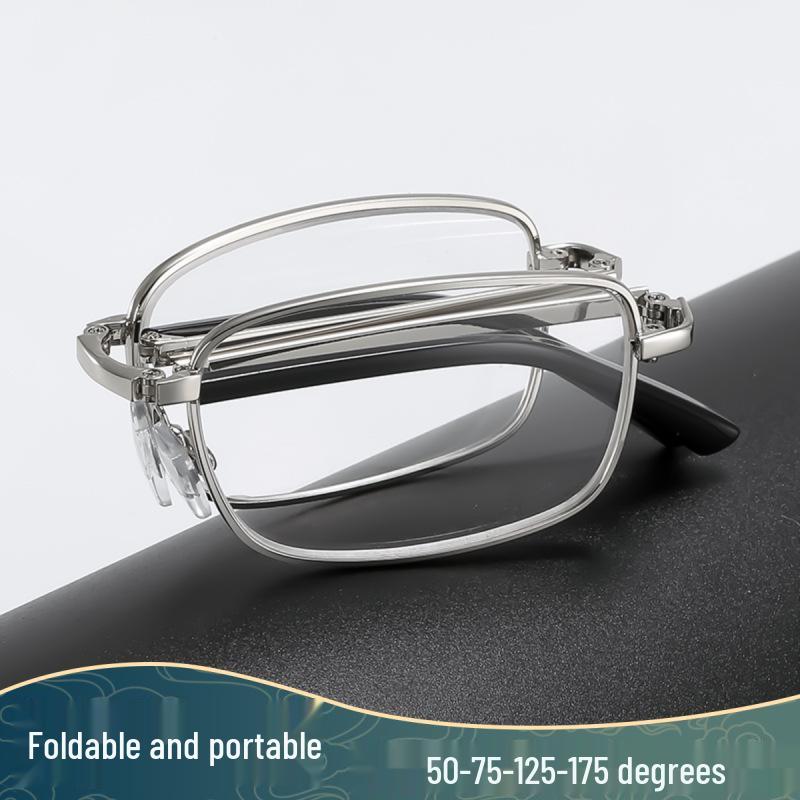 

Jinlifa Metal Frame Folding Reading Glasses for Seniors - 450 to 600 Degrees Folding +400 Degrees