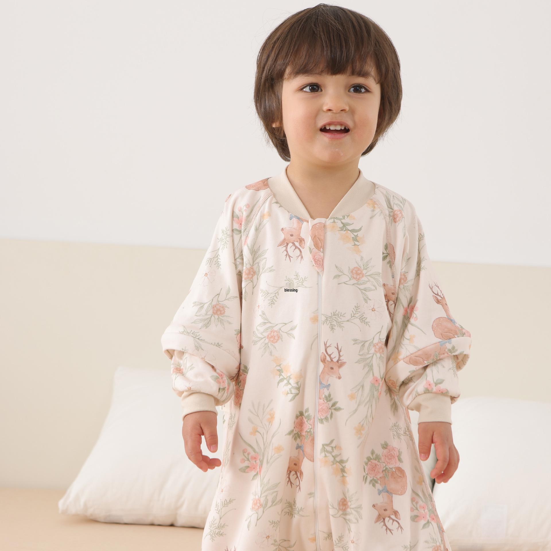 

Детский спальный мешок с раздельными ножками из теплого бамбукового хлопка - Защита от сбрасывания, Легкий, Идеален для весны/осени, Имбирный цвет 80cm (Length 72, Height 75-85cm)