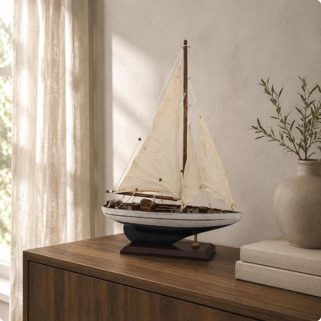 Modellino di Barca a Vela Decorativo Stile Nordico Decorazione Design Astratto Scultura di Barca Nautica per