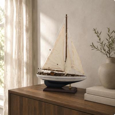 Decorative Sailboat Model Nordic Style Decor Abstract Design Nautical Boat Sculpture for