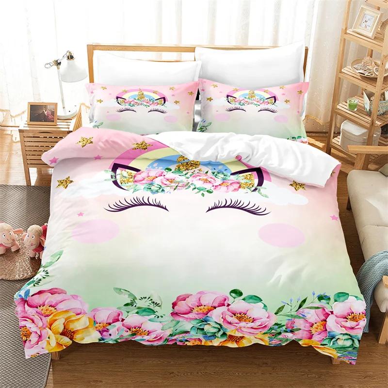 Cartoon Bedding Set Unicorn Duvet Cover Set Full Twin For Boys Girls Room Decor Cute Animals Quilt Cover Fashion Design