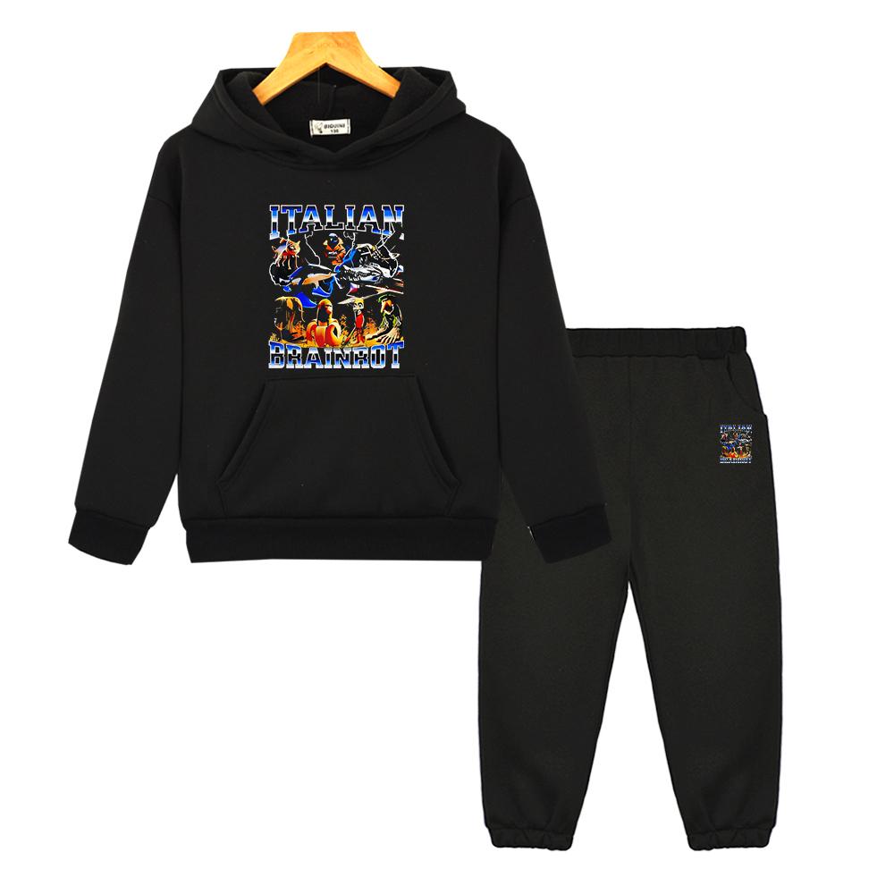 Italian Brainrot kids boutique clothes boys girls Hooded Sets Autumn Anime hoodie Fleece Sweatshirt Jacket 2pcs pullover+Pants