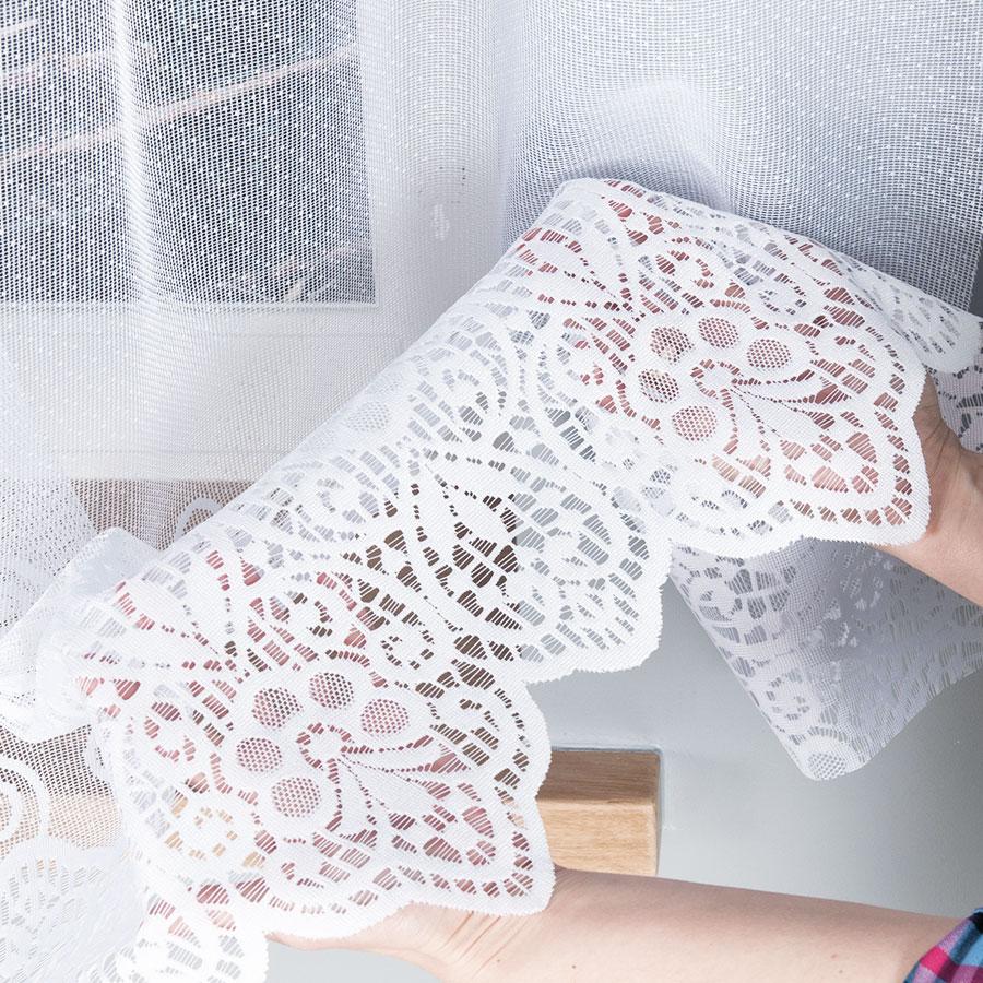 Celina - Ready-Made Jacquard Curtain With A Cut At The Bottom - 300X160 Cm - White