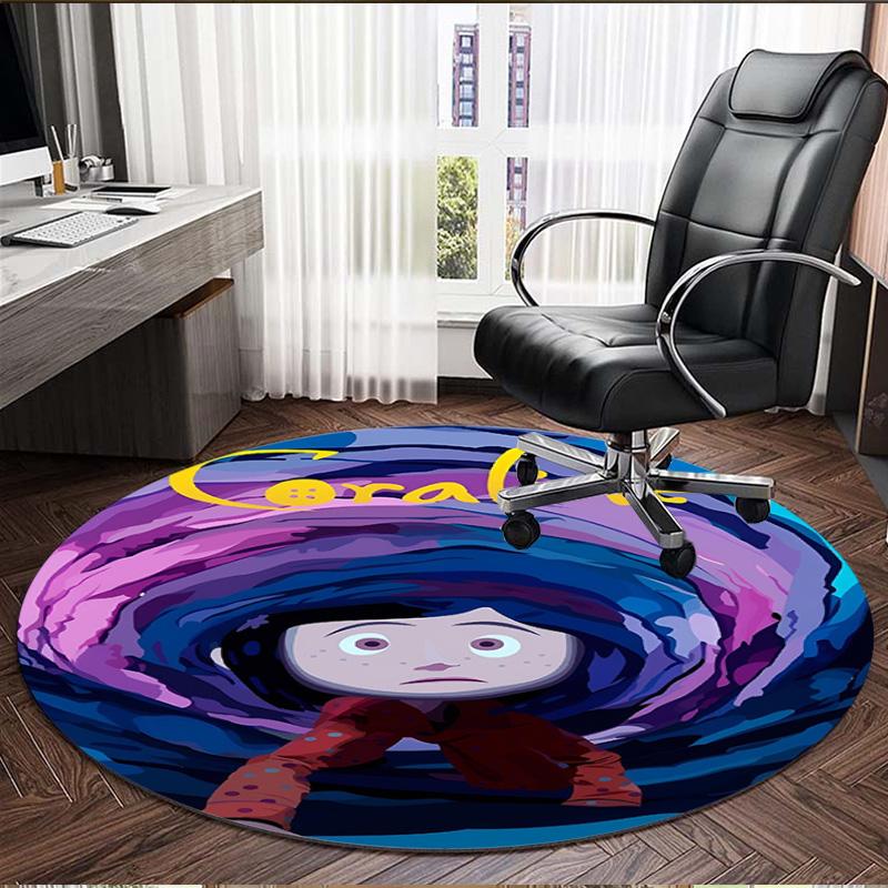 Coraline Print Round Rug, Washable Floor Carpet, For Entryway Dorm Laundry Room Office Study, Home Decor Birthday Christmas Gift