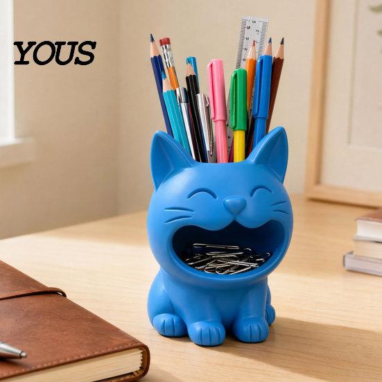 3D Printed Pen Cup Cat Shaped Candy Bowl, Cute Storage Container, Desktop Desk Organizer Holder, Versatile for Pencils Jewelry Hair Ties