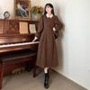 2025 Plus Size French Style Knee-Length Long-Sleeve Dress - Flattering Waist-Cinched Two-Piece Autumn/Winter Women's Apparel.