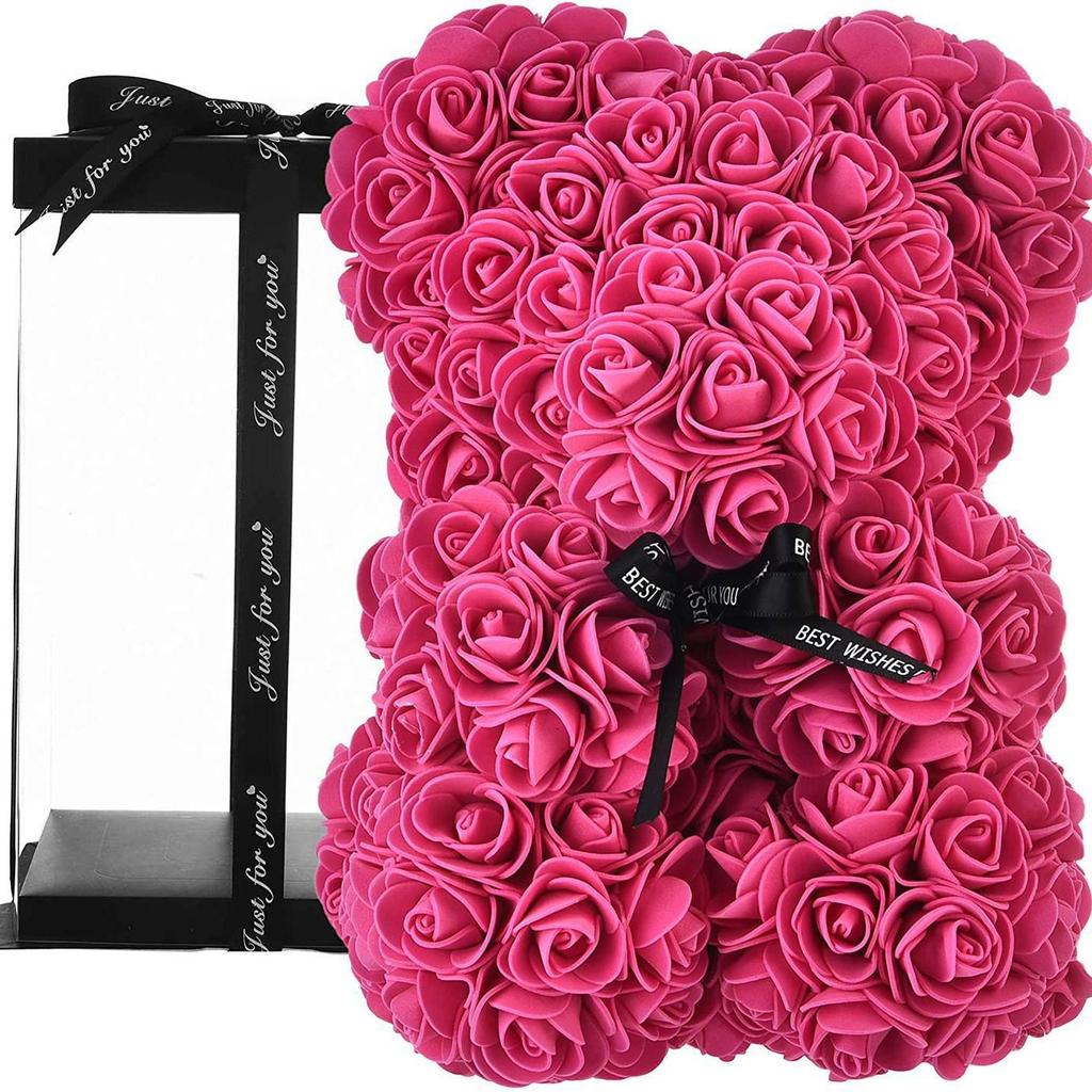 PVC Hediye Kutusu İçinde 25cm Köpük Gül Ayı - Anneler Günü, Qixi Festivali ve Sevgililer Günü İçin Mükemmel