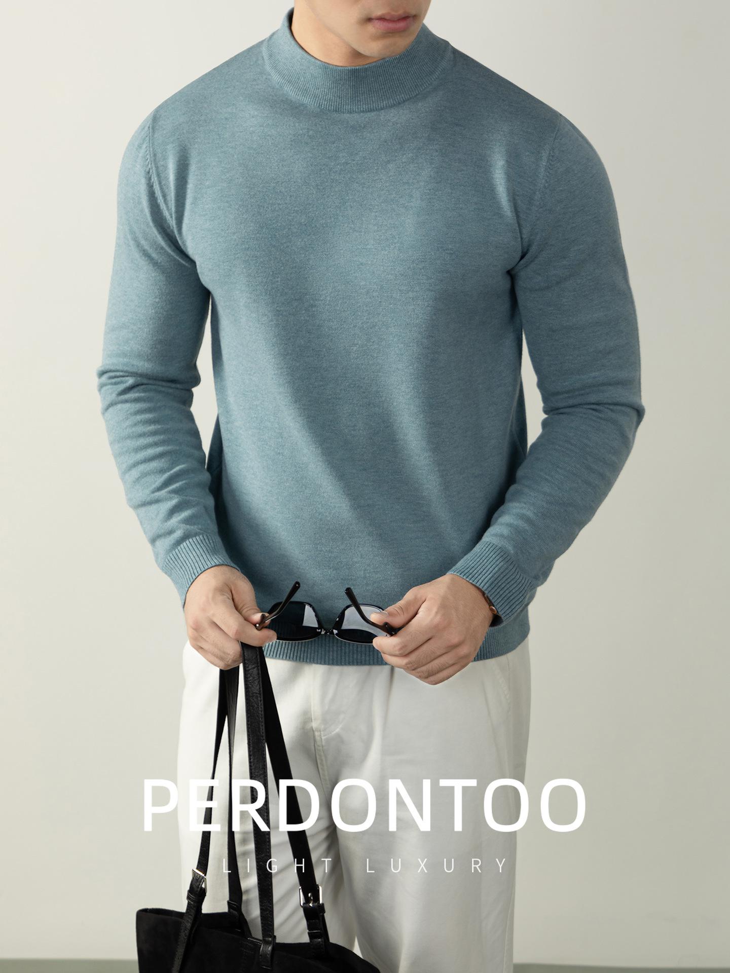 Elegant Men s Ribbed Knit Sweater: Soft Yarn, Warm, Half-High Collar, Long Sleeve for Autumn/Winter. 3XL
