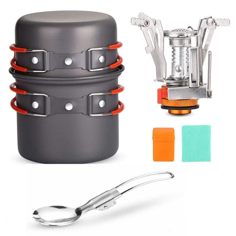 Outdoor Camping Cookware Set UR21941 Aluminum Alloy Lfgb Certified Portable Outdoor Supplies with Stove and Tableware