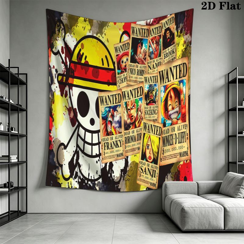 One Piece Straw Hat Pirates Wall Tapestry Aesthetic Wall Hanging Printed Fabric Blanket Decorative Tapestries For Bedroom Living Room Home Decor
