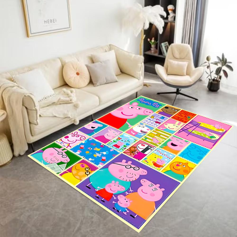 Peppa Pig's Colorful World Floor Rug Office Rug Design for Entryway Foyer Game Room Playrooms Antislip Carpet Office home decor