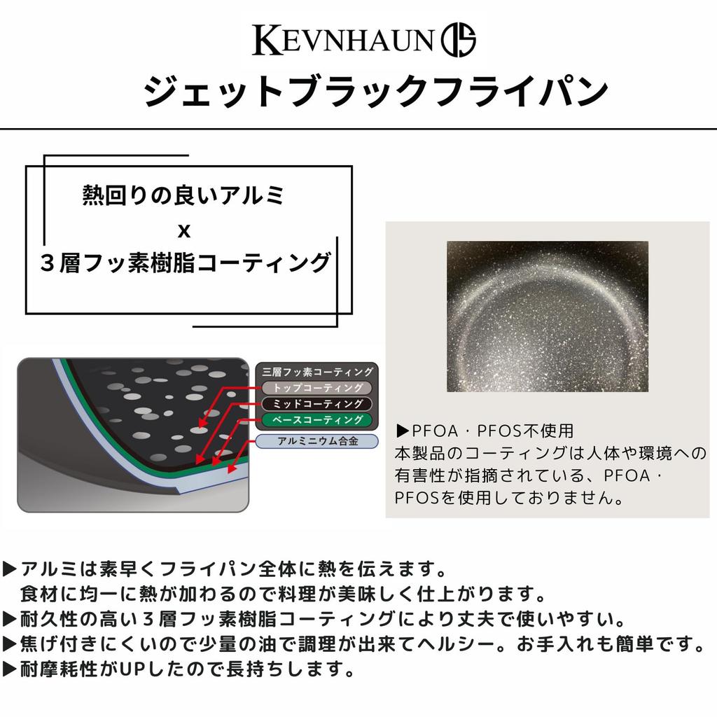 Kevnhaun Jet Black Egg Pan, IH Compatible, Lightweight, Non-stick Marble Coating, PFOA/PFOS Free, PVD Coating, Square Frying Pan, Black (KVJB18E)