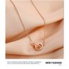 Korean Style Double Ring Full Diamond Titanium Steel Necklace Women Clavicle Chain