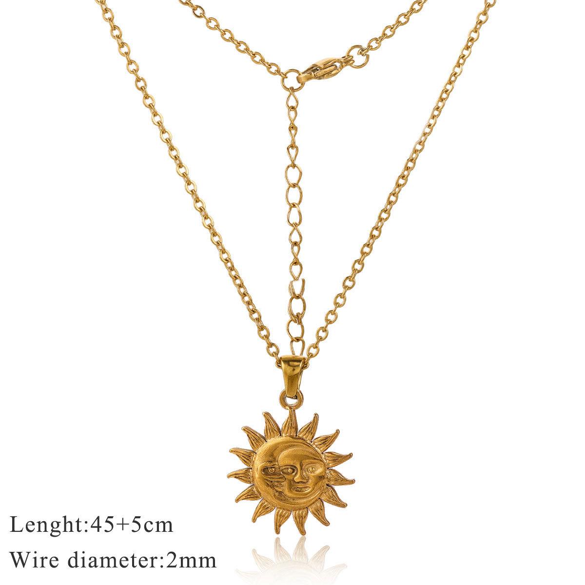 Ожерелье с подвеской в виде солнца, Новое, Легкая роскошь, Ретро, Высококачественное, Подарок.
