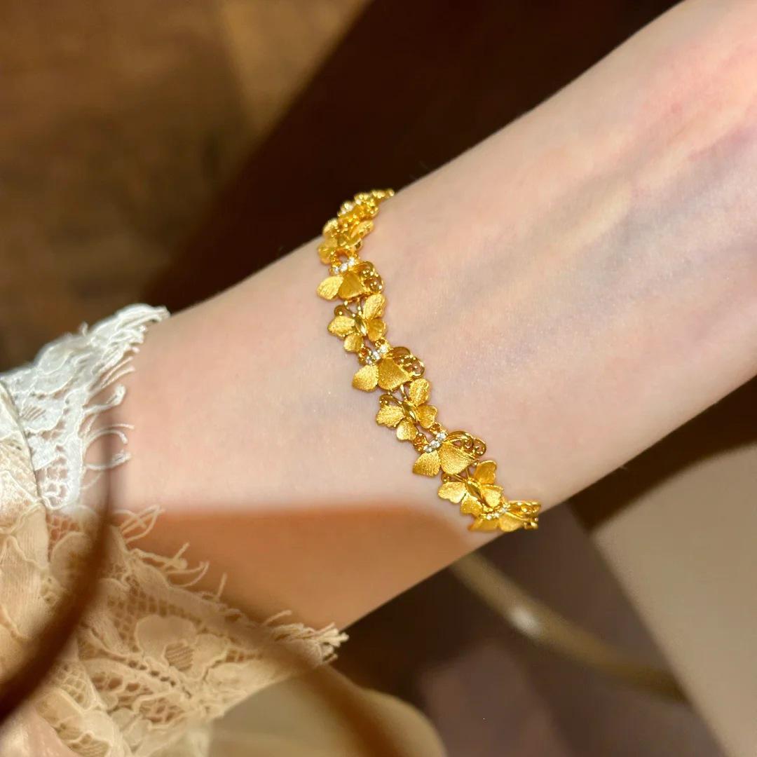 Brushed Gold-Plated Butterfly Bracelet: Fashionable, Long-lasting, High-End Feel