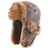 Winter Bomber Hat with Flight Extra Brushed Fleece with Ear Perfect for and Outdoor Activities [FREESE] Men's Leather-Look Cap, Warm, Thick, Flaps,