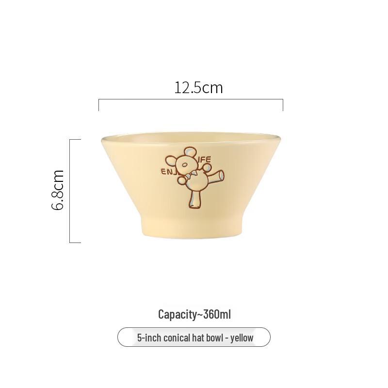 De Rui En Cute Bear Ceramic Conical Bowls