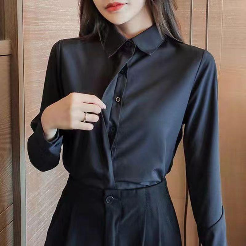 

Women s Plus Velvet Thickened Long Sleeve Black & White Shirt - Autumn/Winter Professional Wear, Loose & Versatile Design S (Suitable for 70-85 lbs)