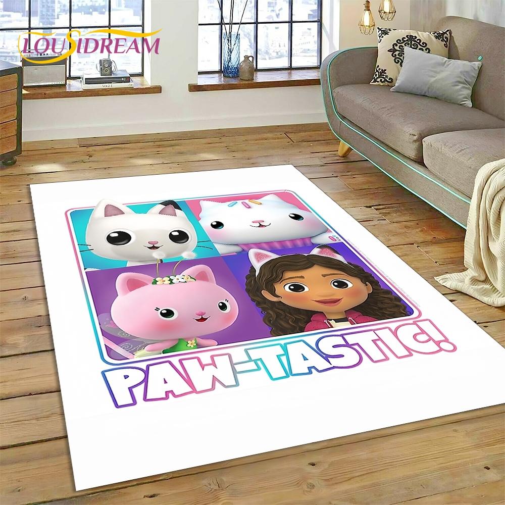 Cartoon Cute Gabbys Dollhouse Girl Rug Carpet for Living Room Bedroom Home Decor,Non-slip Decoration for Sofa Doormat Gifts Kid