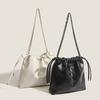 High End Light Luxury Diamond Chain Tote Bucket Bag for Women's Soft Leather New Large Capacity Shoulder Bag Fashionable Wandering Bag