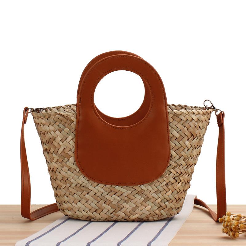 

Handmade Woven Women s Shoulder Bag Bohemian Tassel Crossbody Bags Knitted Summer Bucket Straw Beach Bag Female Handbags 30X19X12cm