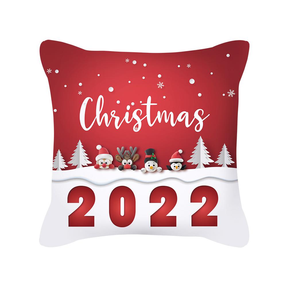 Nordic Style Christmas Pillow Cover Peach Skin Cartoon Santa Claus Office Sofa Cushion Cover Home