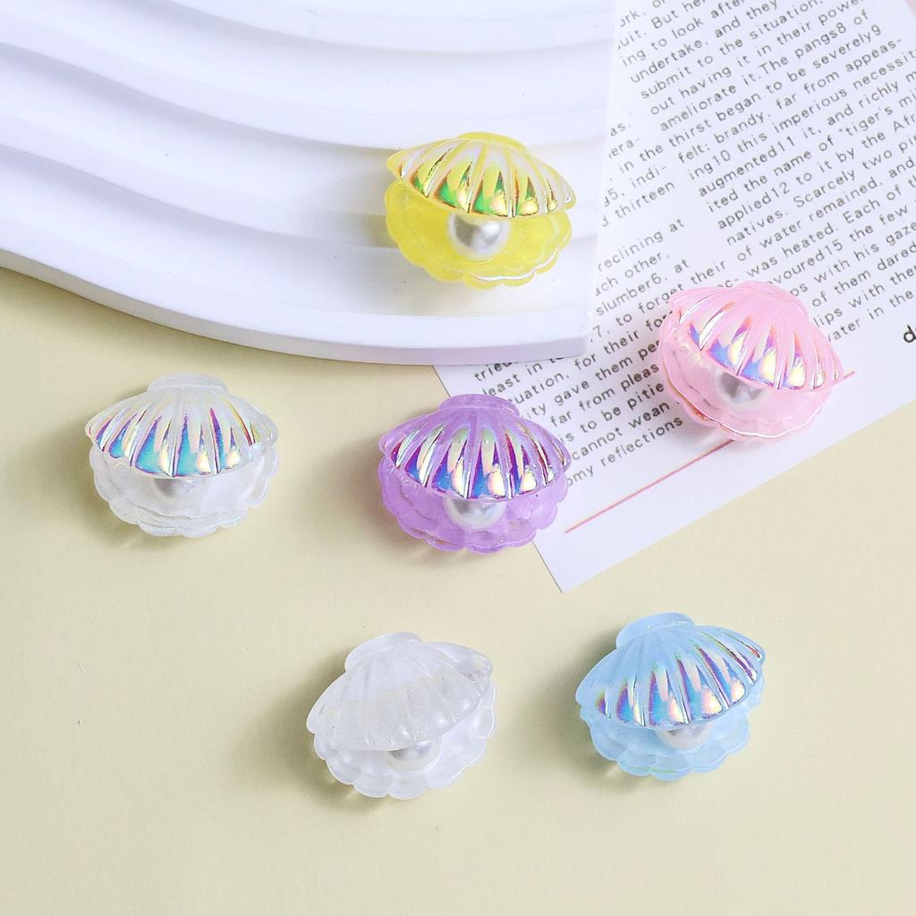 5/10pcs Mini Colorful Pearl & Resin Shell DIY Handmade Accessories Hair Clips Phone Case Decoration Material Mermaid Party Decor
