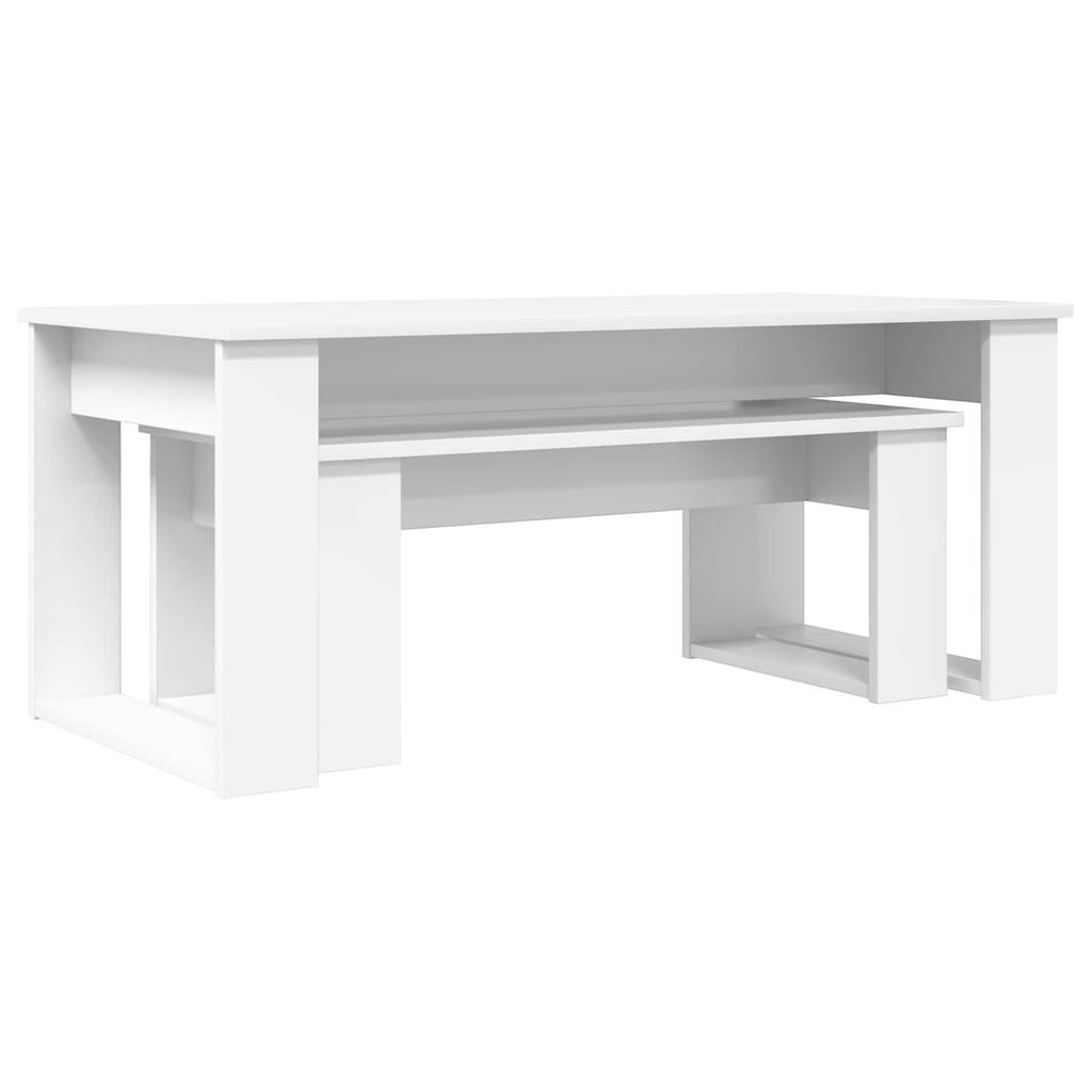 Coffee Table Set 2 Pieces White 100 X 50 X 42 Cm Engineered Wood
