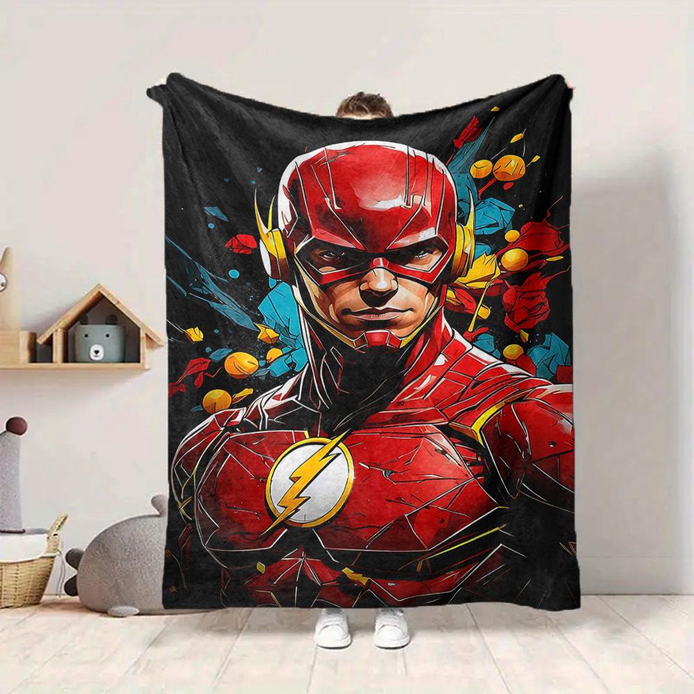 1pc Flash superhero Blanket Lightweight Flannel Throw For Sofa, Bed, Travel, Livingroom, Office, Couch, Chair, And Bed