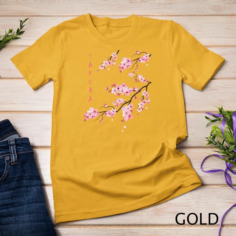 Vintage Sakura Cherry Blossom Japanese Graphical Art Unisex T-shirt 3 3XL