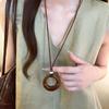 Vintage geometric ring pendant necklace women's fashion versatile long sweater chain high-end temperament accessories