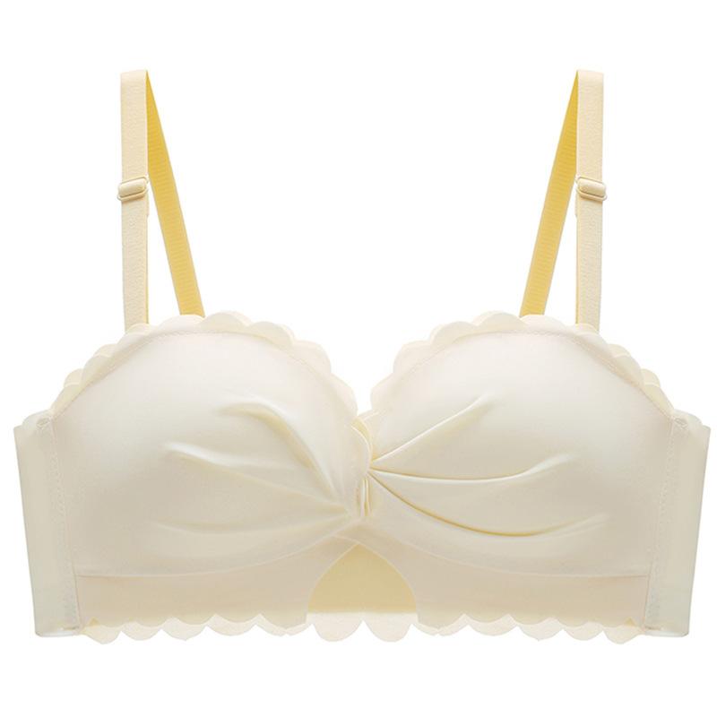 No steel ring, thickened, gathered and closed breast adjustment type, anti-sagging thin strapless bra set.